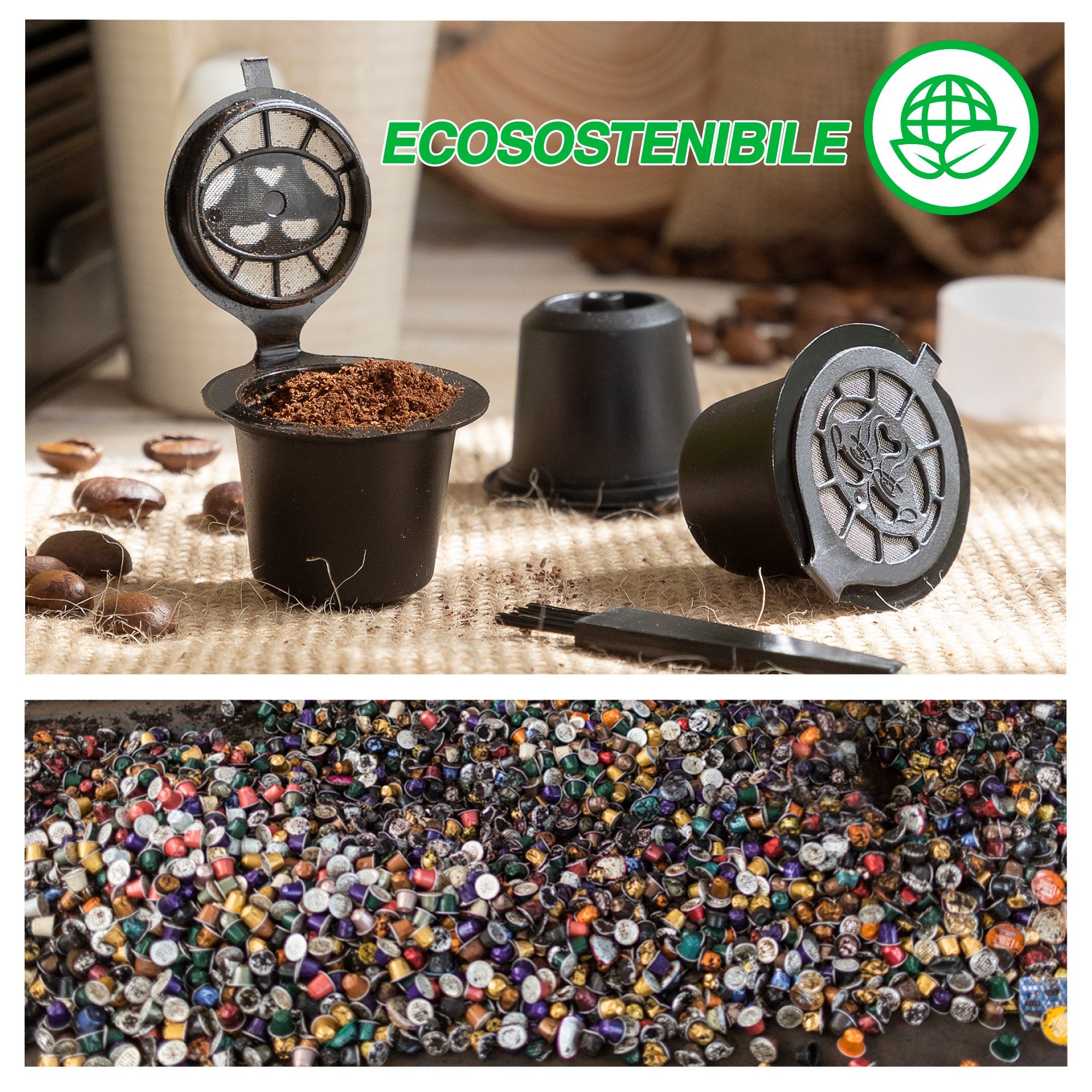 Capsule di caffè in acciaio inossidabile riutilizzabile, cucchiaini da  caffè riutilizzabili Kit, set di ricambio Capsule per caffè ricaricabile  per la